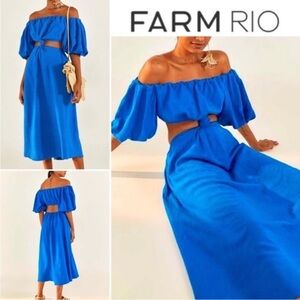 FARM Rio Vibrant Blue Off-Shoulder Dress